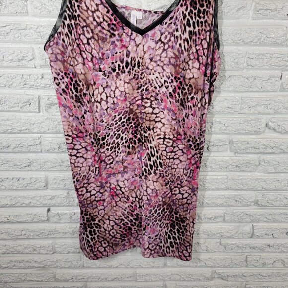 Joyspun Womens Nightgown 3X Plus Adjustable Spaghetti Pink Animal Print ANI9XE - Picture 5 of 10